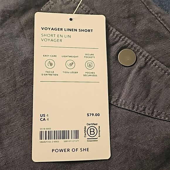Athleta Voyager Linen Short, Size 4, Granite Blue, NWT - Picture 10 of 10